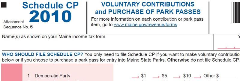 Maine Income Tax Form, Schedule CP
